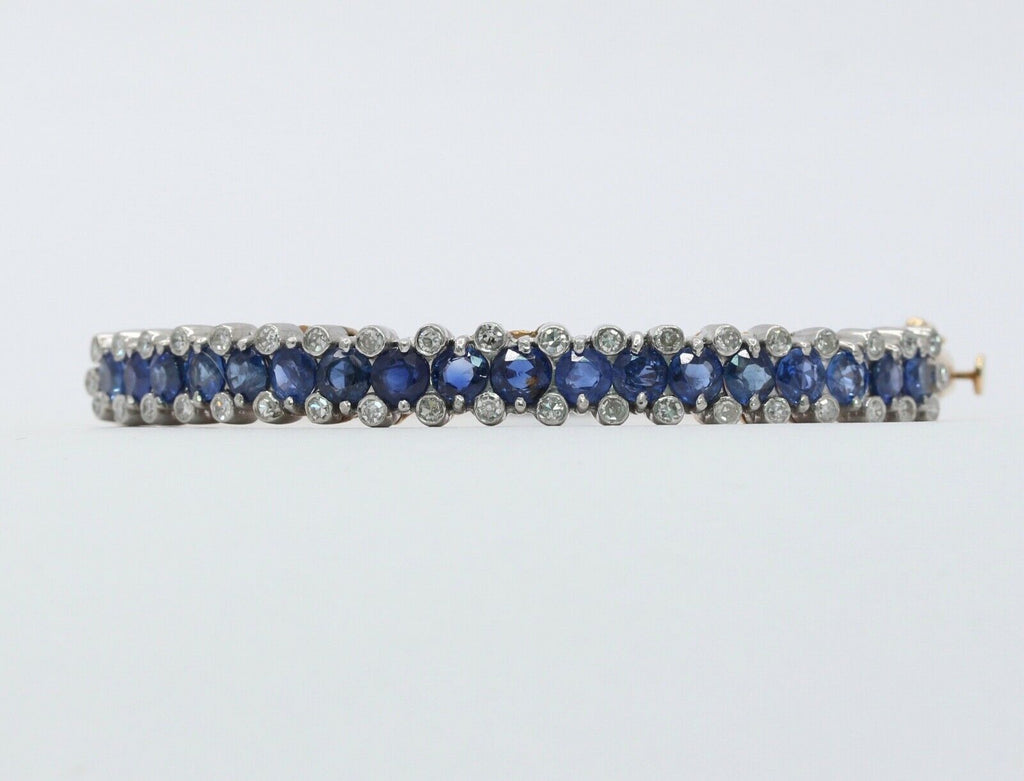 Lovely Vintage Ladies Bangle Bracelet 14K Sapphires Diamonds