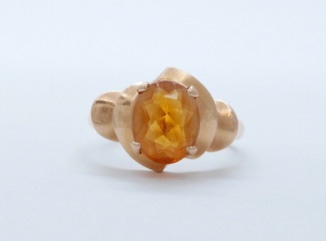 Beautiful Stones on a Vintage Citrine 14K Rose Gold Ring