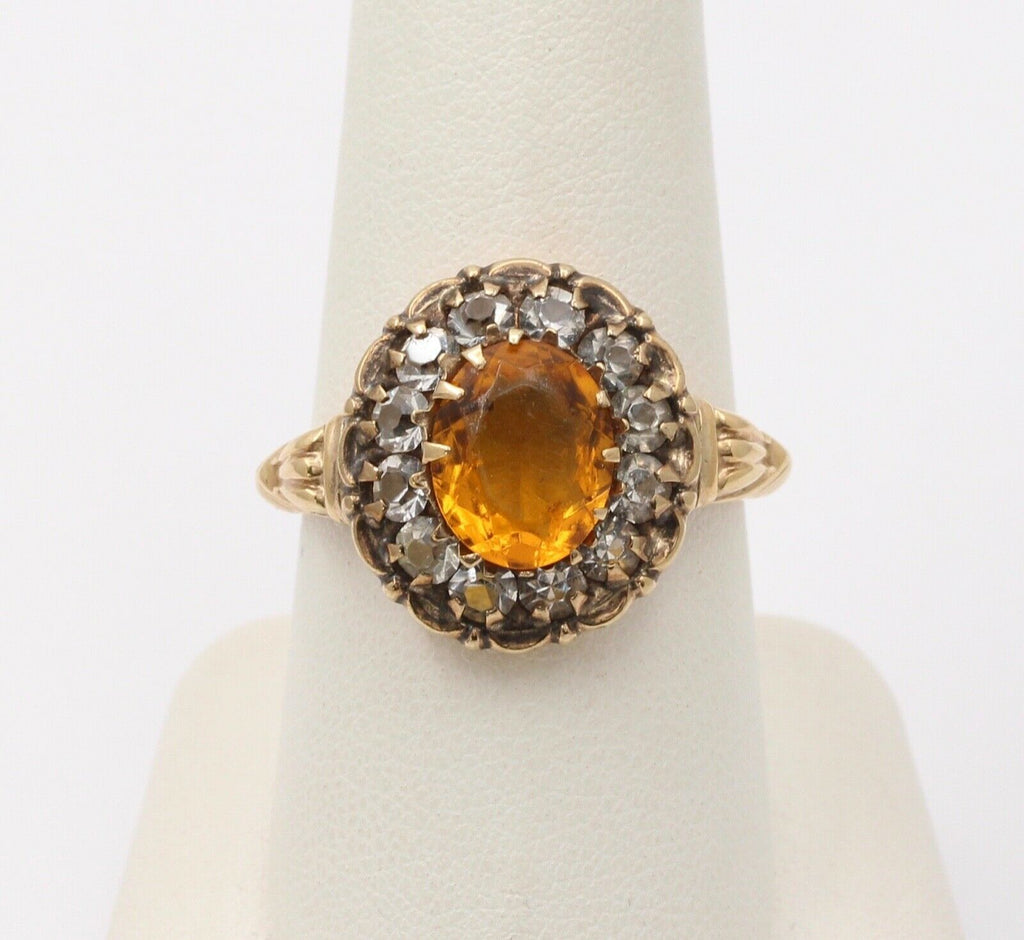 Victorian Citrine and Paste 14K Yellow Gold Ring