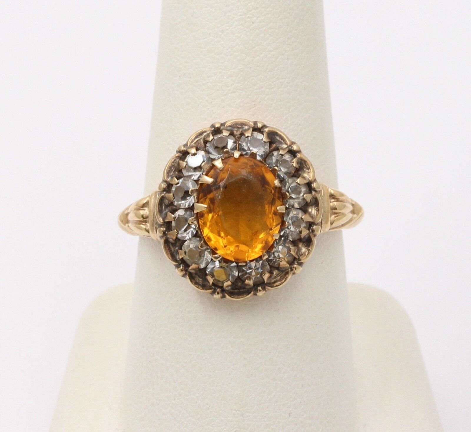 Victorian Citrine and Paste 14K Yellow Gold Ring