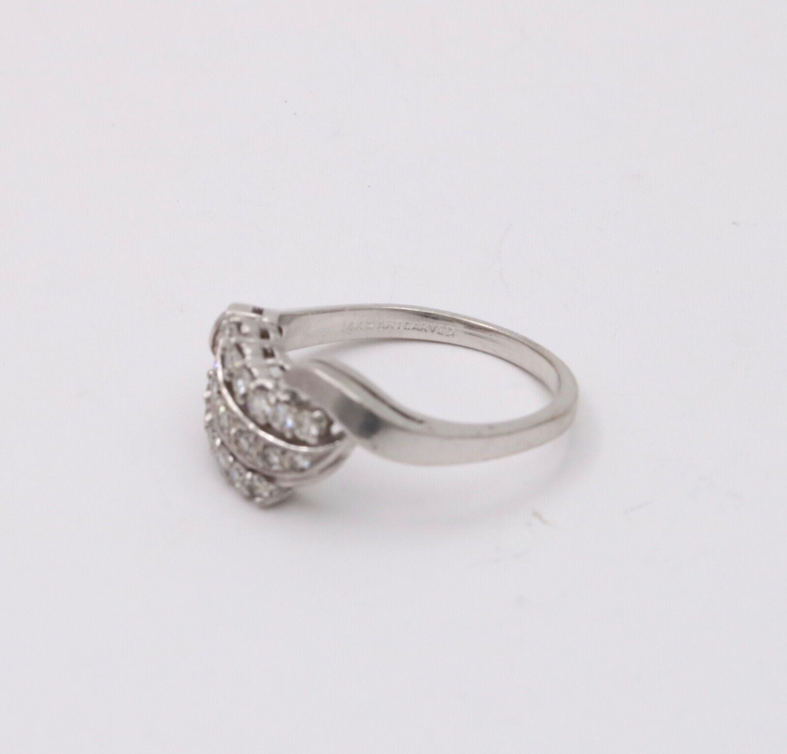 Vintage Diamond 14K White Gold Ring Band, statement ring