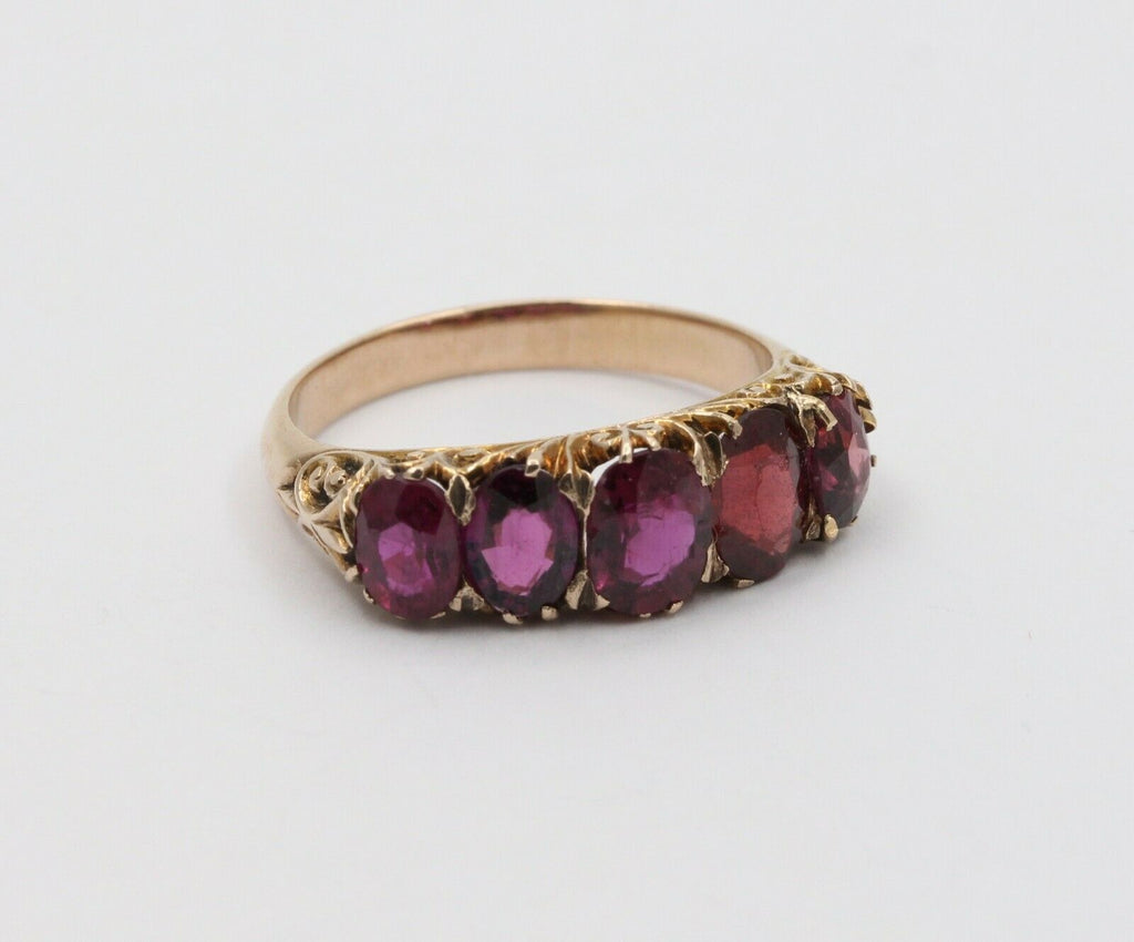 Vintage 14K Yellow Gold 6 stone Tourmaline Ring