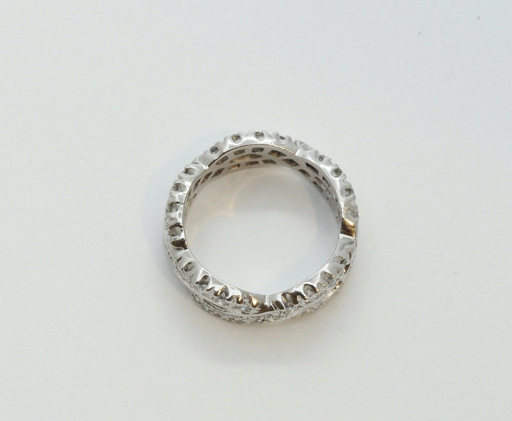 Vintage Ladies Diamonds Platinum Rope Twist Wedding Band Ring