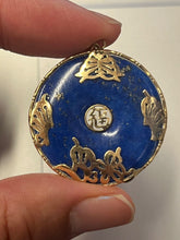 Load image into Gallery viewer, Vintage 14K Yellow Gold Lapis Lazuli Chinese Lucky Fortune Charm Pendant
