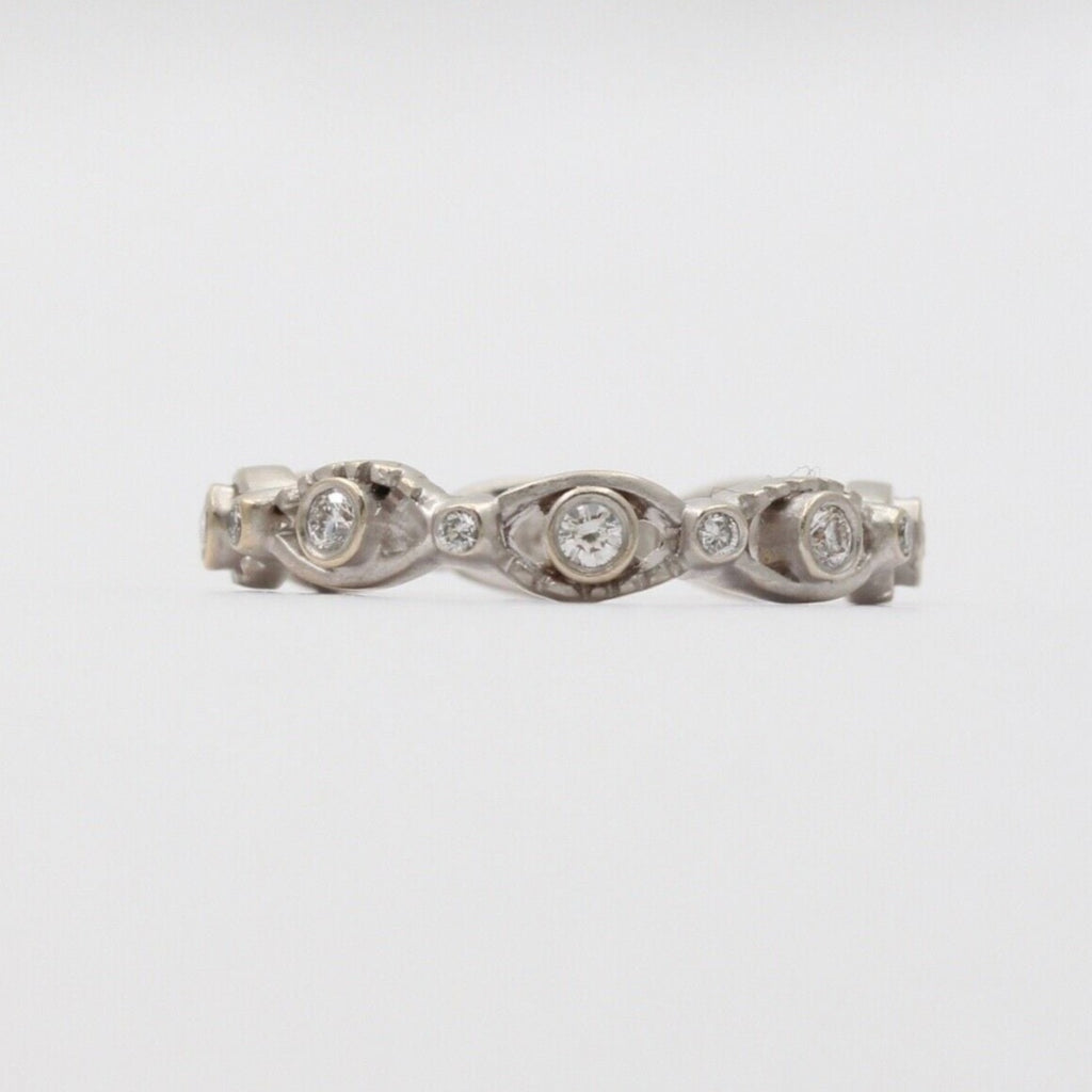 Vintage Infinity Diamond 18K White Gold Eternity Band