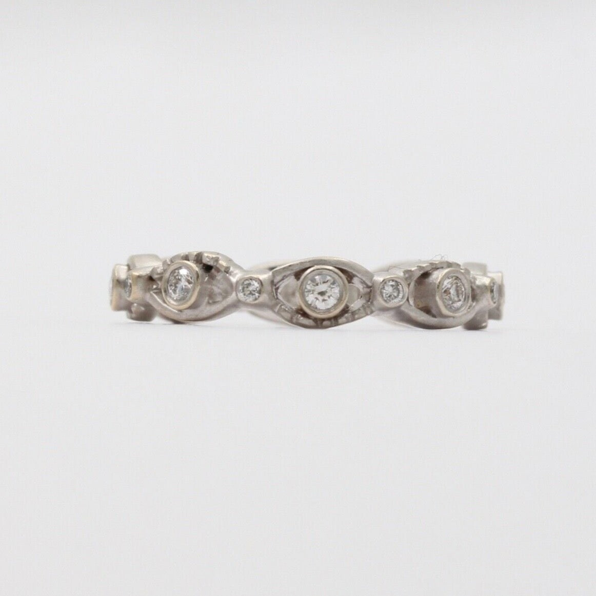 Vintage Infinity Diamond 18K White Gold Eternity Band
