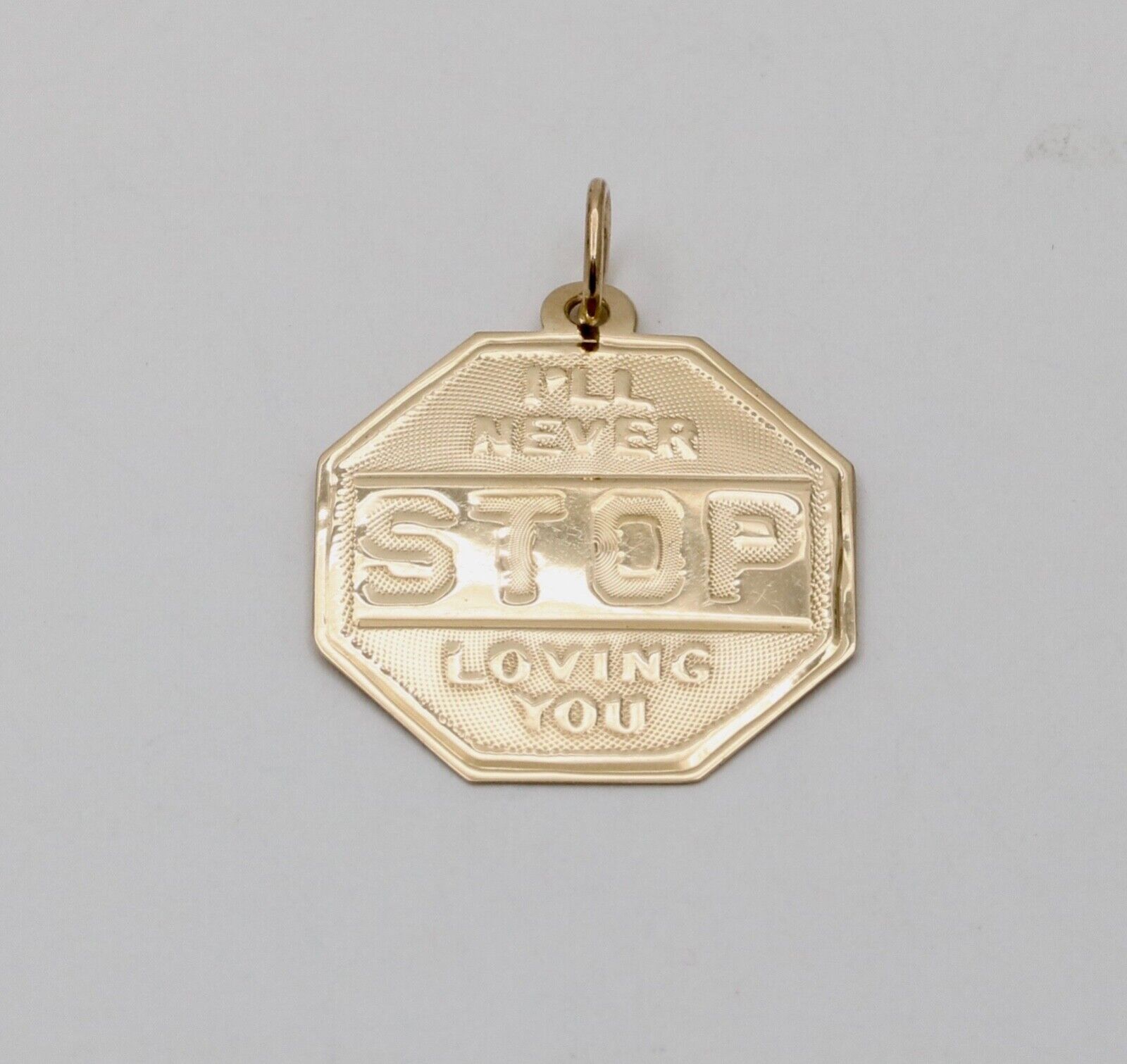 I'll Never Stop Loving You Stop Sign 14K Yellow Gold Pendant