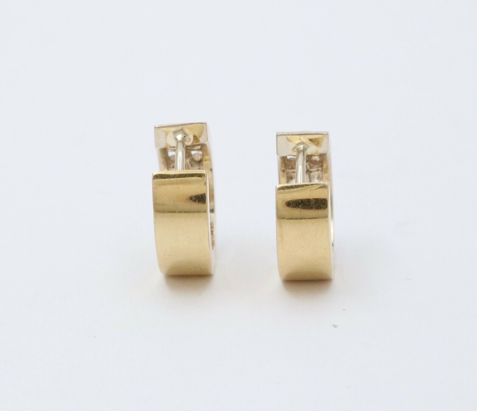 Classic Petite 14K White & Yellow Gold Diamonds Huggies Earrings