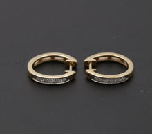 Load image into Gallery viewer, Vintage Ladies Diamonds 14K Yellow White Gold Huggie Earrings

