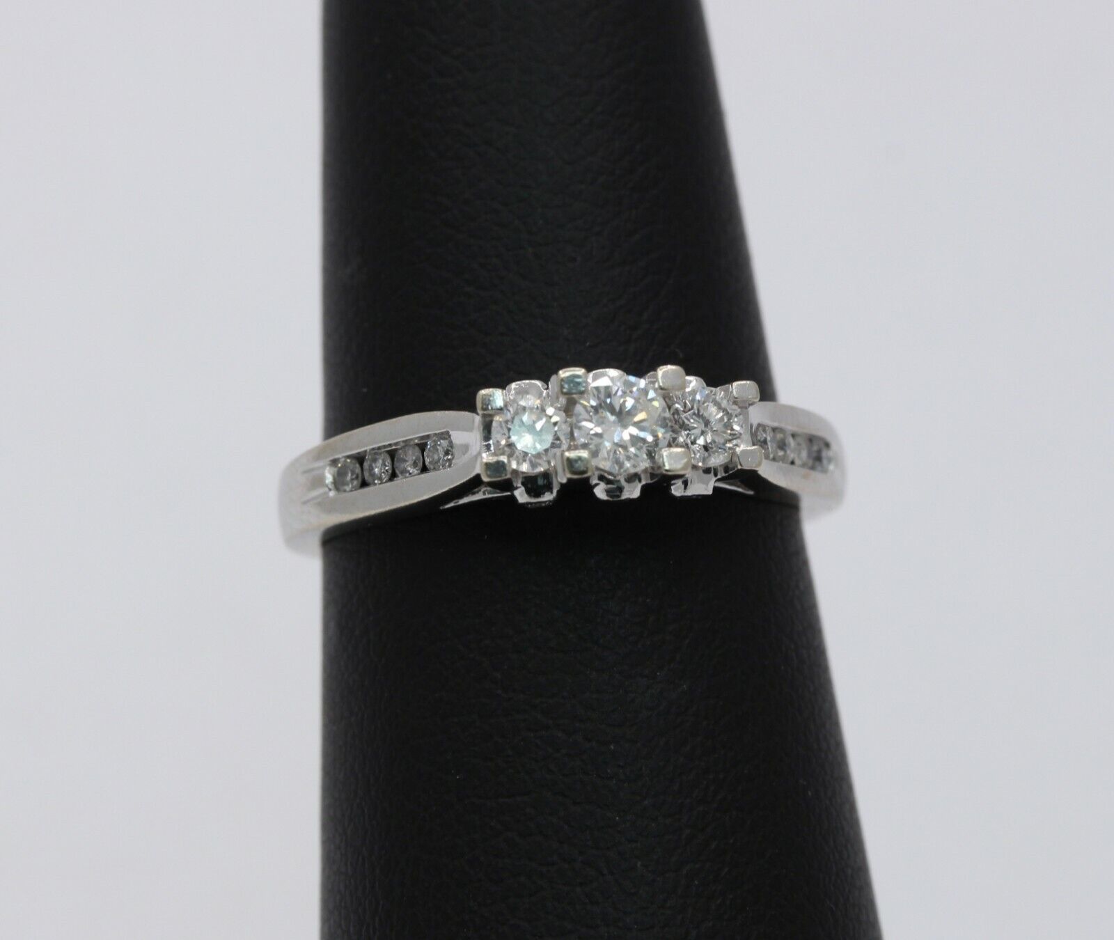 14K White Gold Three Diamond Engagement Ring