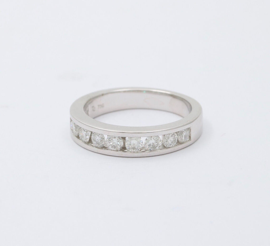 Vintage Wedding Band Diamonds 18K White Gold Ring
