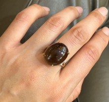 Load image into Gallery viewer, Vintage 10K Yellow Gold Smoky Topaz &amp; Diamond Ring. Cocktail Ring
