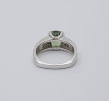 Load image into Gallery viewer, Vintage 14K White Gold Green Tourmaline and Diamond Ring, Engagement Ring
