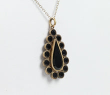 Load image into Gallery viewer, Victorian Teardrop Pendant Onyx Gold Filled
