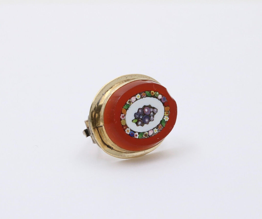 Vintage 10K Gold Filled Carnelian Pietra Dura Micro Mosaic Brooch, Pin