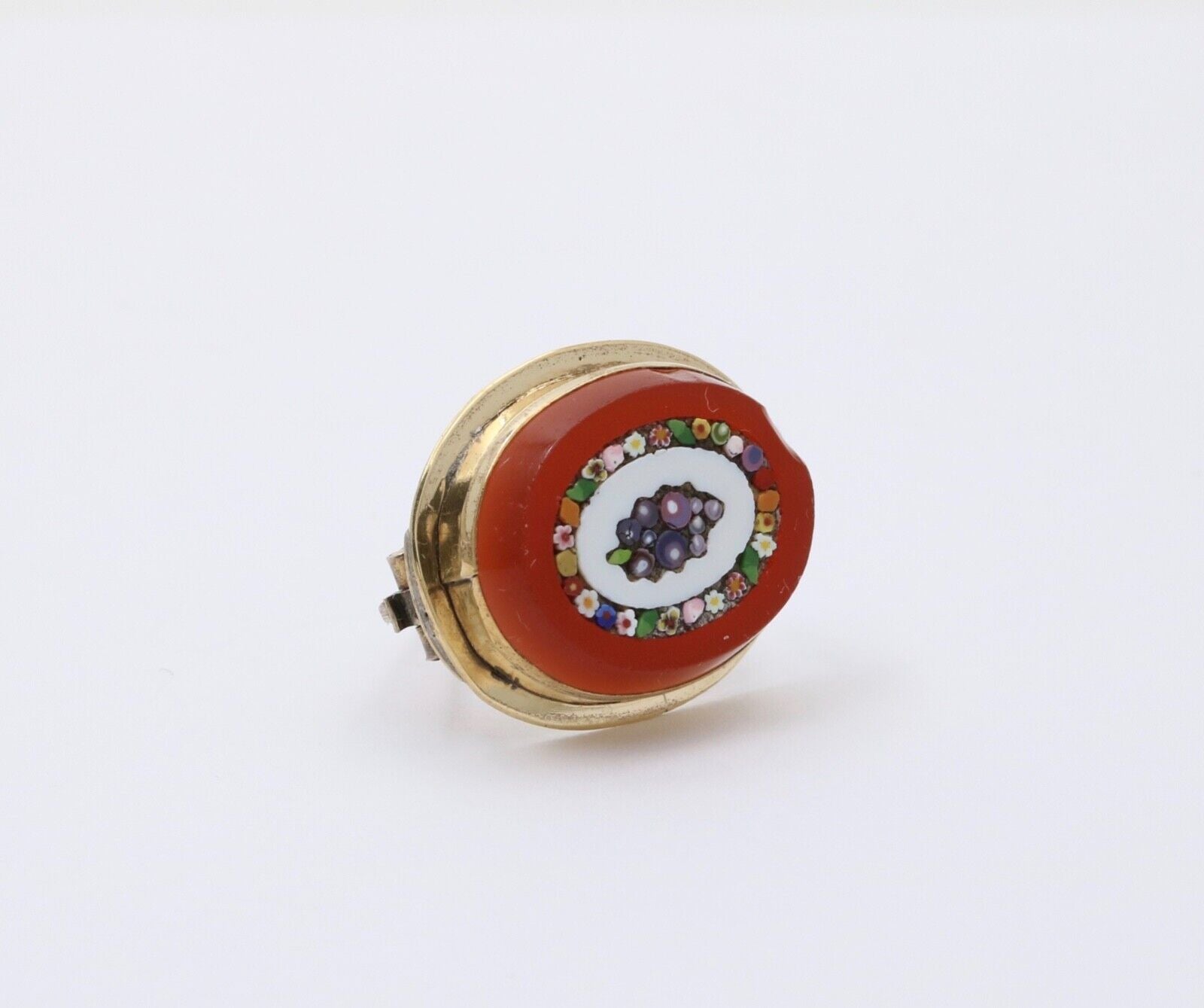 Vintage 10K Gold Filled Carnelian Pietra Dura Micro Mosaic Brooch, Pin
