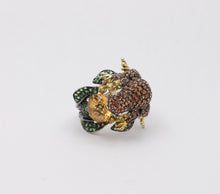 Load image into Gallery viewer, Vintage Frog Sapphires Citrine Tsavorite Diamonds14K White Yellow Gold Ring
