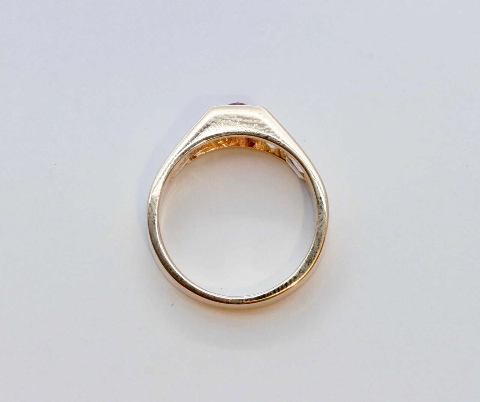 Geometric Vintage Ruby Diamonds 14K Yellow Gold Ring