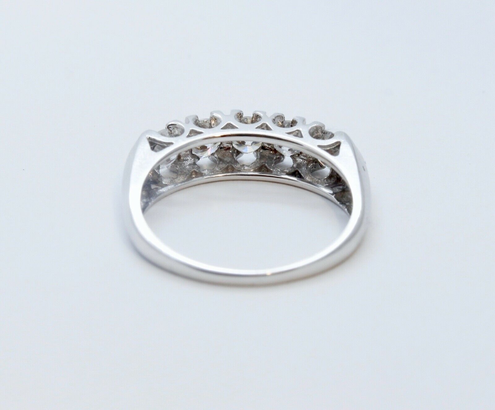 Vintage Ladies 14K White Gold Large Diamonds Wedding Band