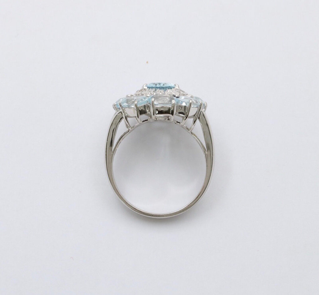 Vintage 18K White Gold Aquamarine and Diamond Ring