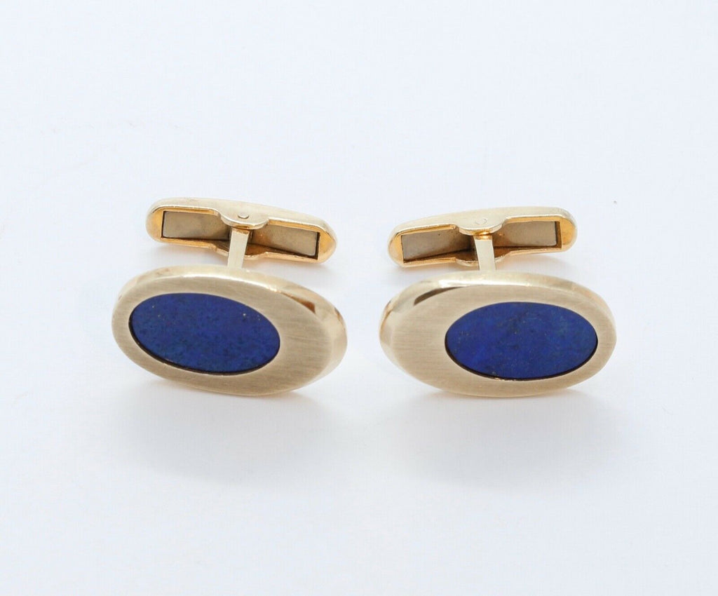 Lapis Lazuli 14K Yellow Gold Cufflinks Vintage Men
