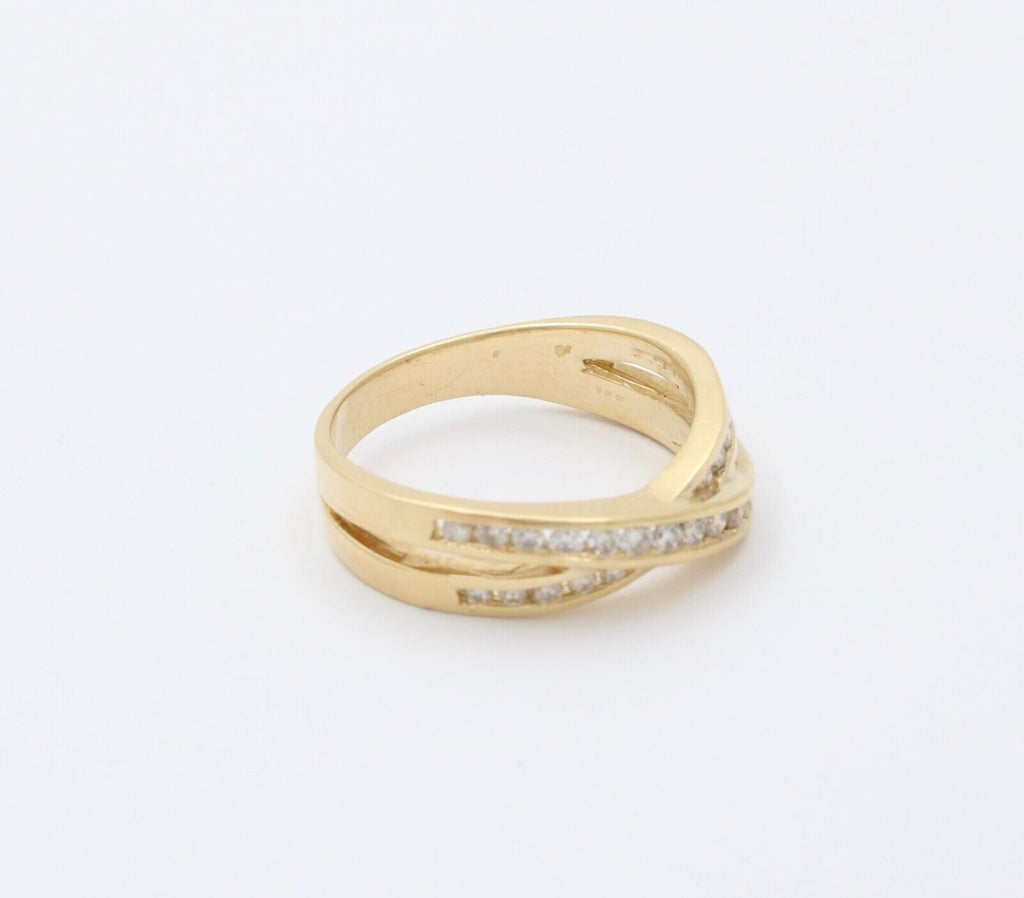 Vintage Crossover Diamonds 14K Yellow Gold Ring
