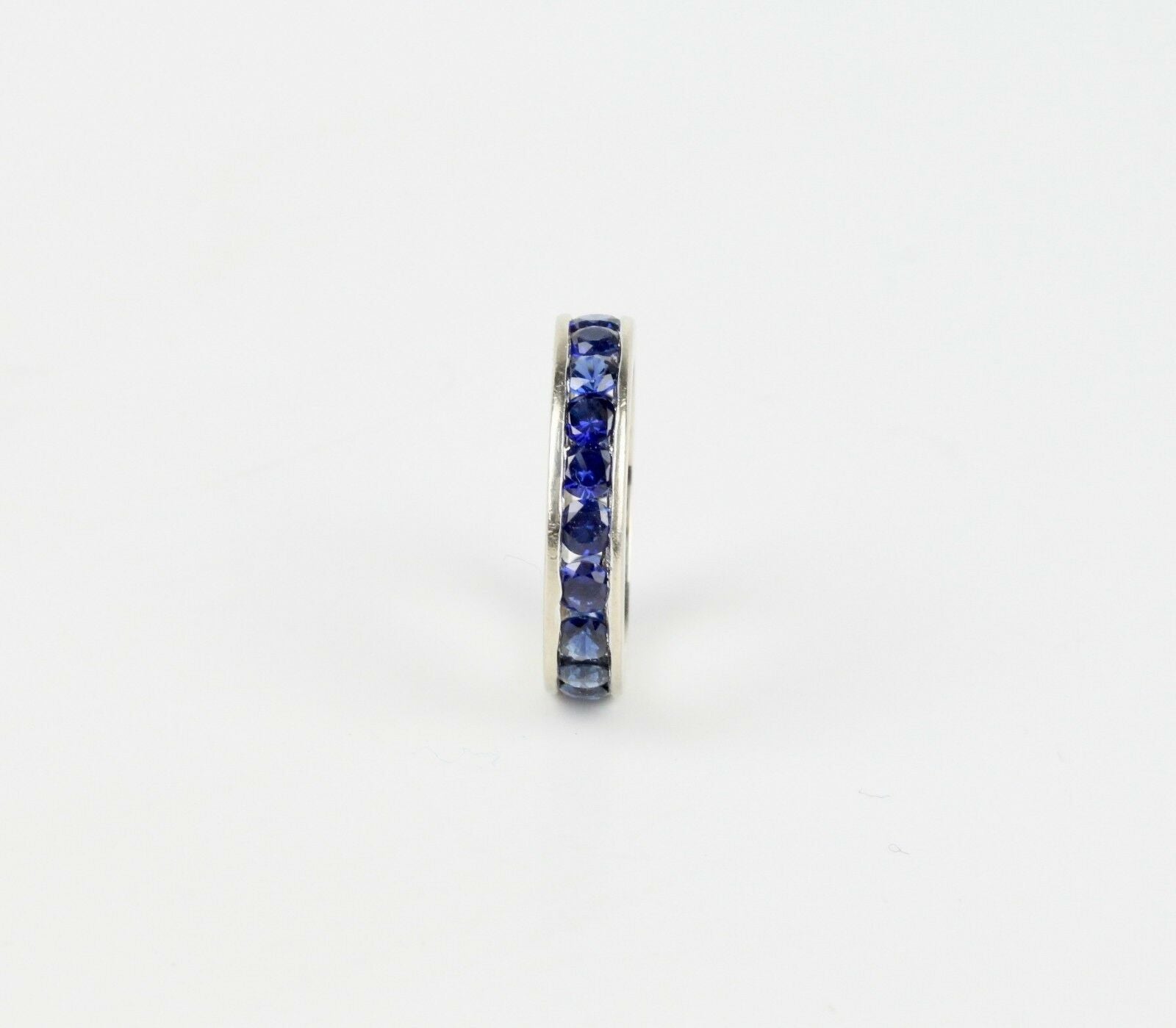 Beautiful Vintage Ladies Eternity Ring Blue Sapphires 14K White Gold