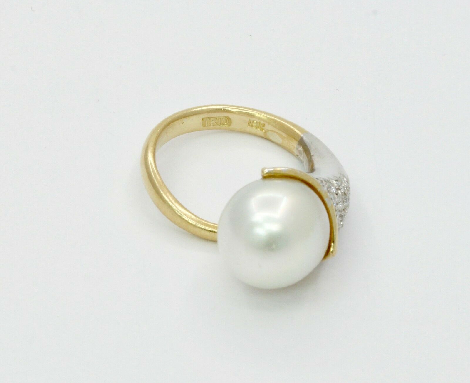 Vintage Platinum 18K Yellow Gold Diamond Pearl Cocktail Ring
