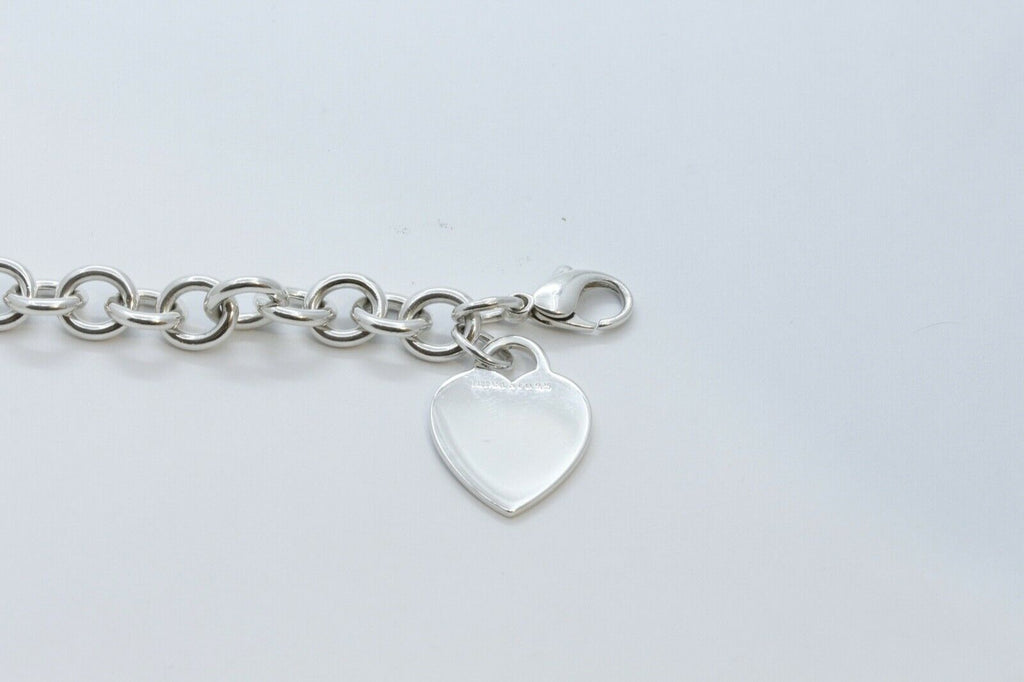 Tiffany and Co.  Heart Tag Charm Bracelet 925 Sterling Silver