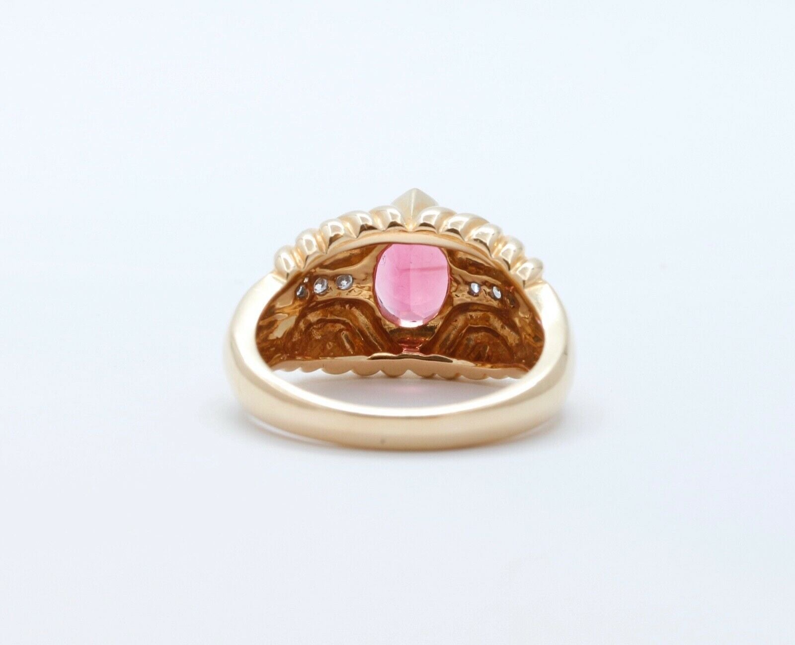 Vintage Large Tourmaline Diamonds 14K Yellow Gold Cocktail Ring