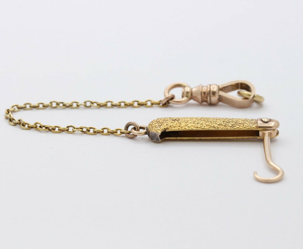 Vintage 14K Yellow Gold Button Hook Watch Fob