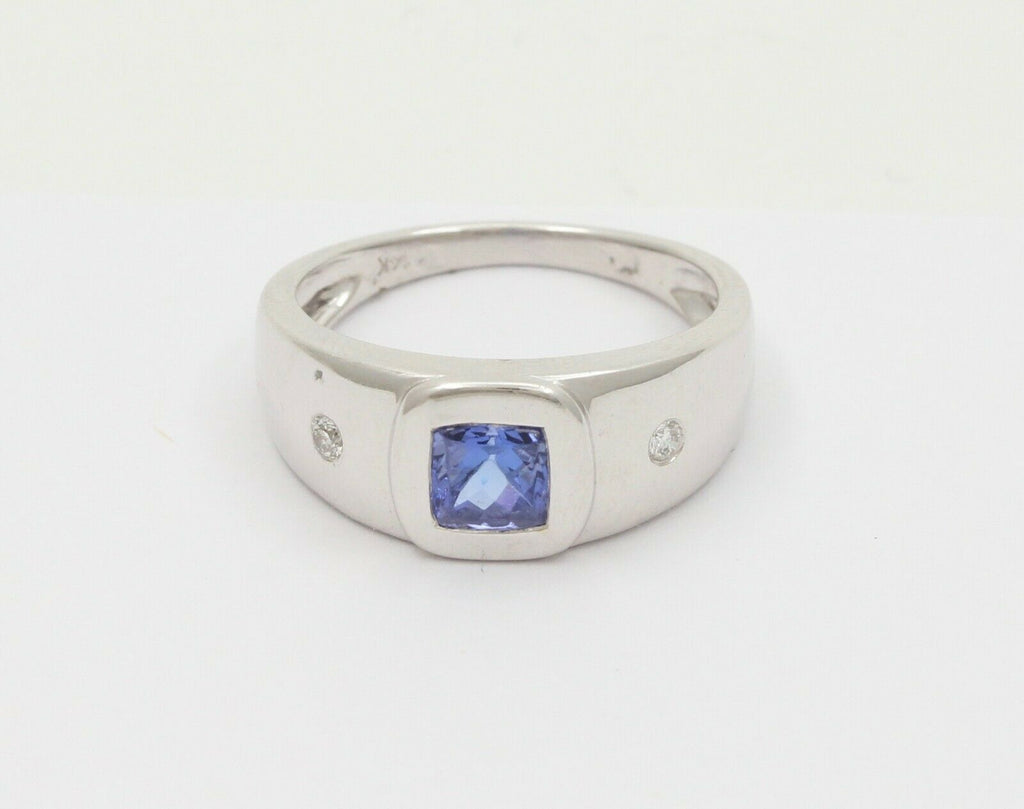 Vintage 14K White Gold Tanzanite Diamond Ring