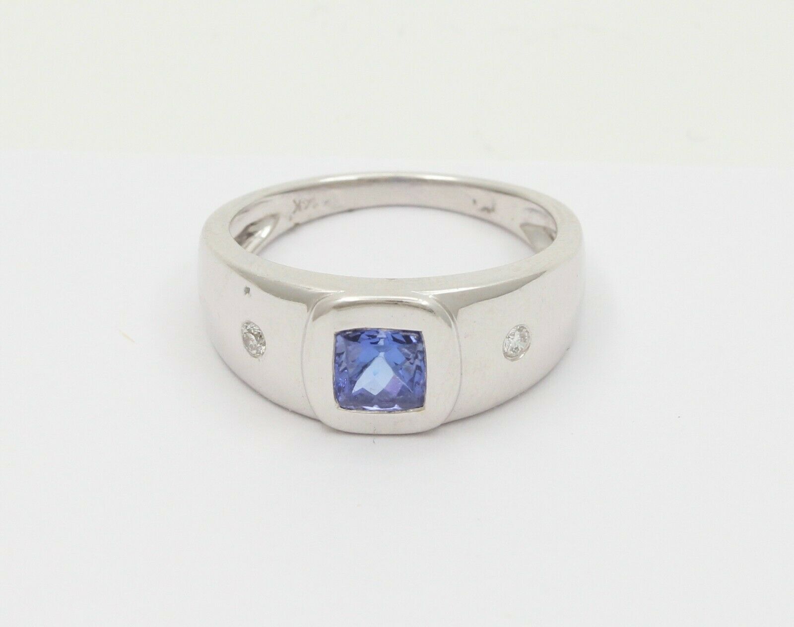 Vintage 14K White Gold Tanzanite Diamond Ring