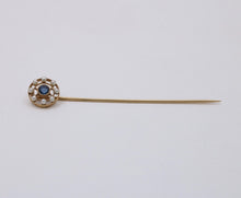 Load image into Gallery viewer, Antique Art Deco Sapphire and Pearl 14K Yellow Gold Stick Pin
