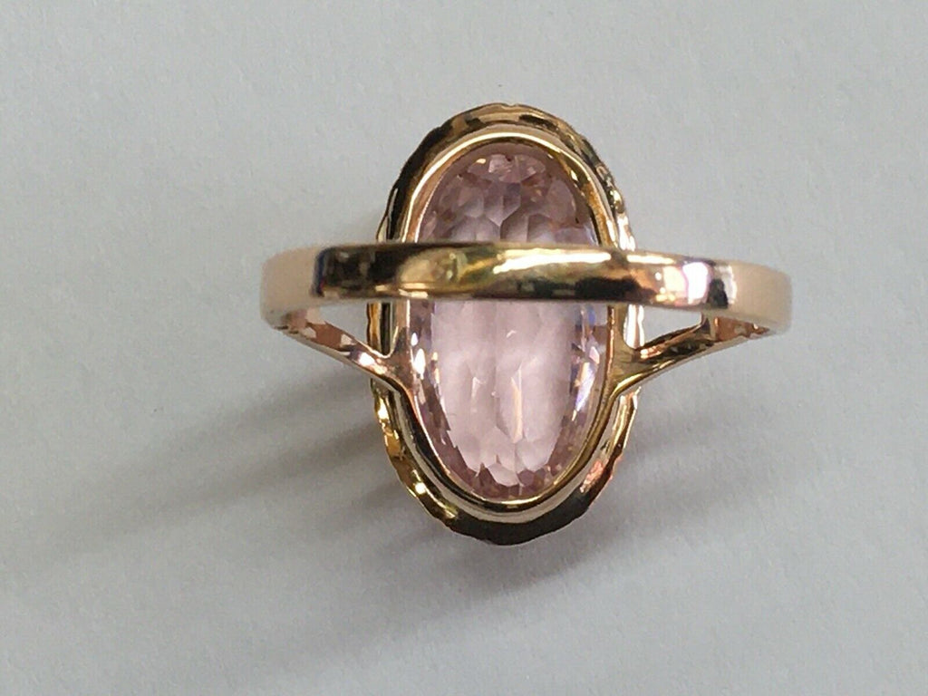 Mystical Vintage Ladies Pink Quartz 14K Rose Gold Ring