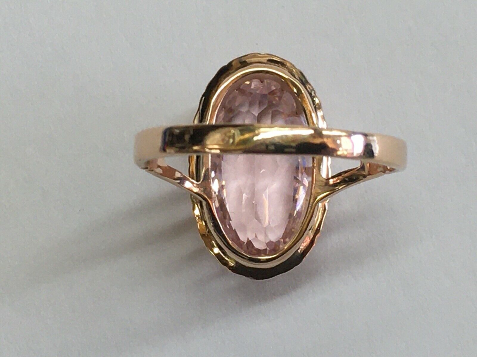 Mystical Vintage Ladies Pink Quartz 14K Rose Gold Ring