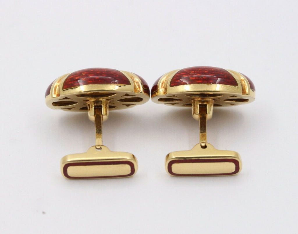Tinelli 18K Yellow Gold Red Enamel Cross Cufflinks