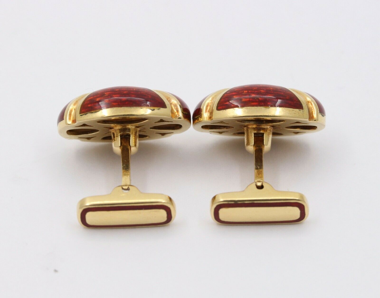 Tinelli 18K Yellow Gold Red Enamel Cross Cufflinks