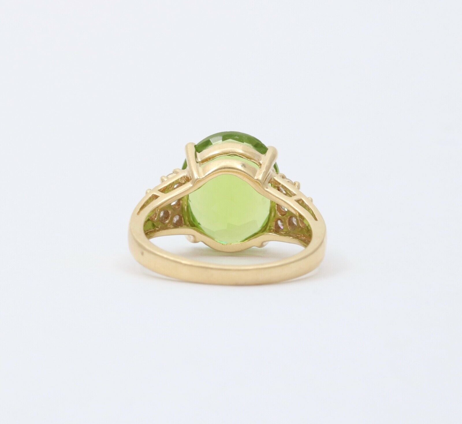 Classic 14K Yellow Gold Peridot Diamond Ring Engagement Ring Band