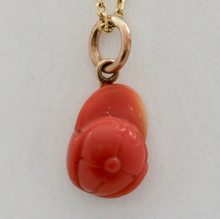 Load image into Gallery viewer, Antique 14K Rose gold Carved Coral Helmet / Cap Charm Pendant
