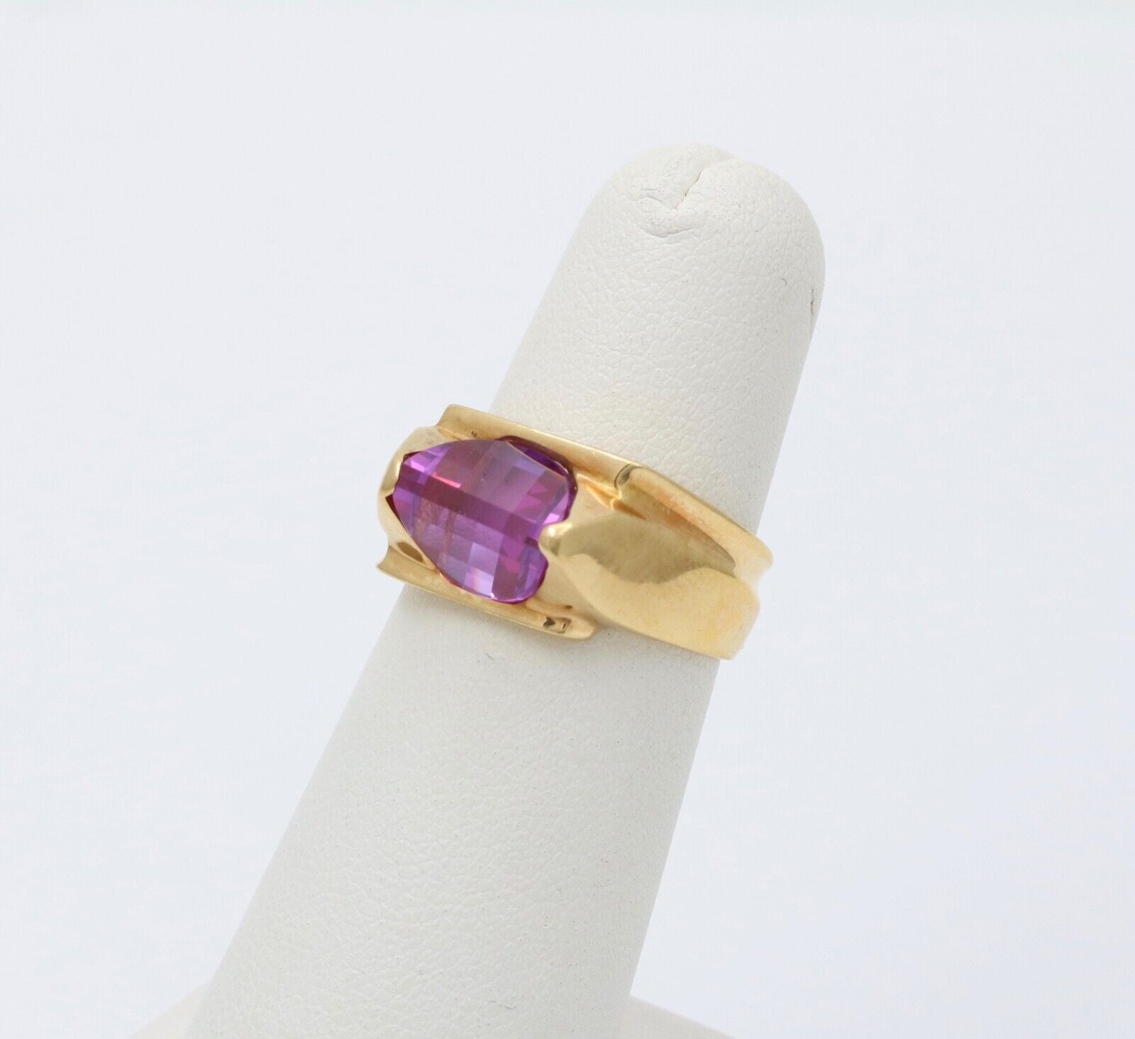 Vintage Geometric Pink Sapphire Ring Band, Estate Ring