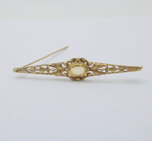 Load image into Gallery viewer, Antique Art Nouveau 14K Yellow Gold Citrine Bar Brooch, Pin
