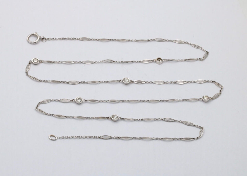 Art Deco Diamonds By The Yard 14K White Gold Watch Chain