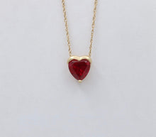 Load image into Gallery viewer, Vintage Heart Lab Ruby 10K Yellow Gold Pendant
