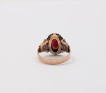 Load image into Gallery viewer, Victorian 9K Rose Gold Garnet Solitaire Ring, Statement Ring
