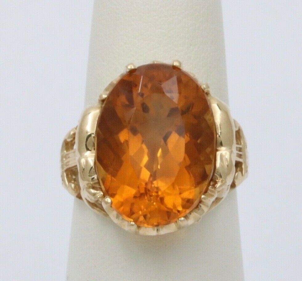 Vintage 10K Yellow Gold Citrine Elephant ring, Statement Ring.
