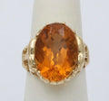 Vintage 10K Yellow Gold Citrine Elephant ring, Statement Ring.