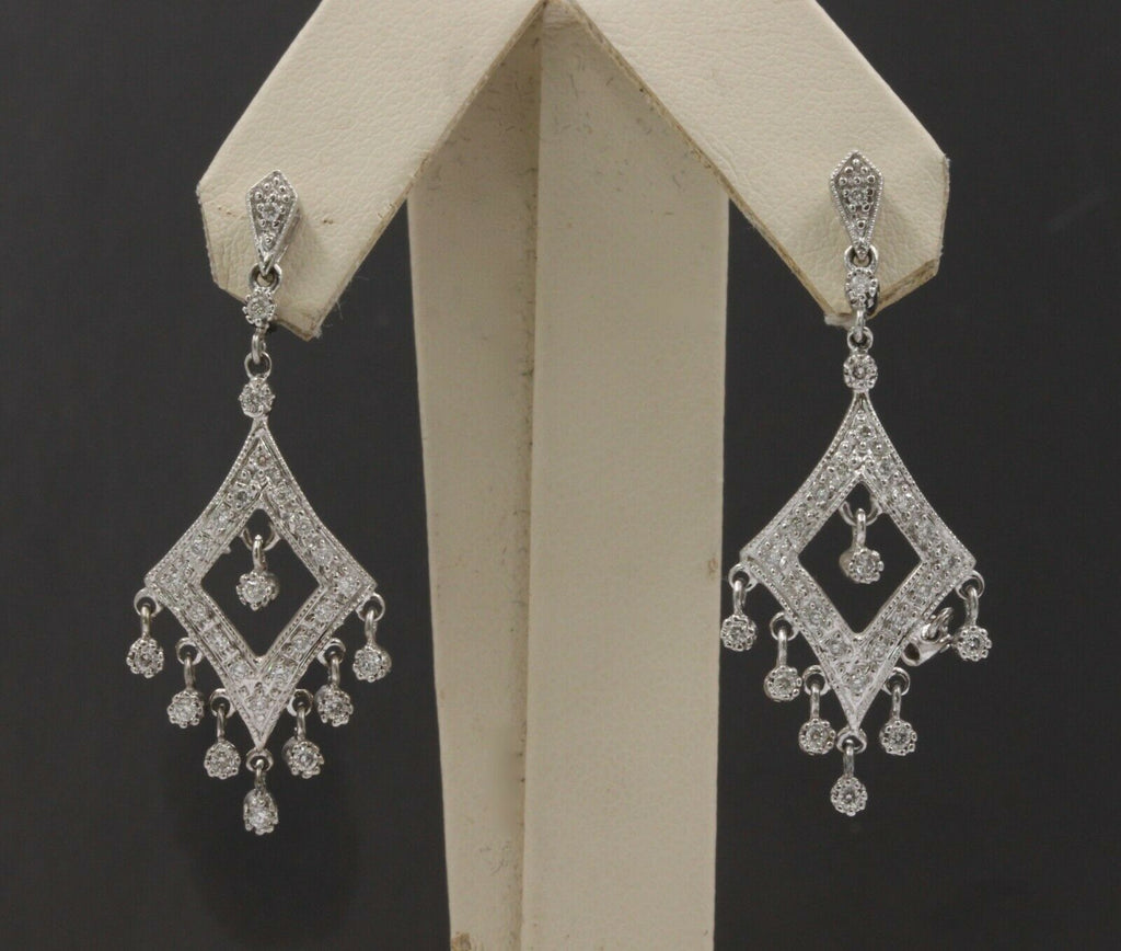 Vintage 14K Chandelier Diamond Drop Earrings