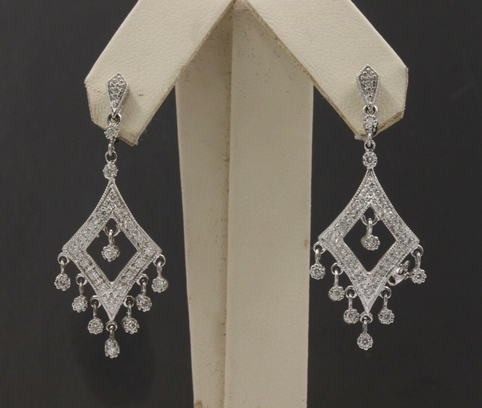 Vintage 14K Chandelier Diamond Drop Earrings