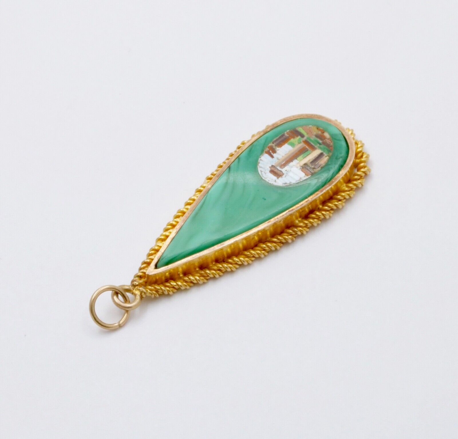 Vintage Micro-Mosaic Malachite Pendant